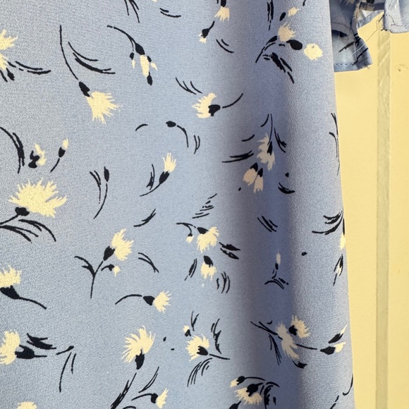 CeCe Womens Blue White Floral pleated Ruffle sleeve Summer‎ Mini Dress size S - Picture 13 of 13